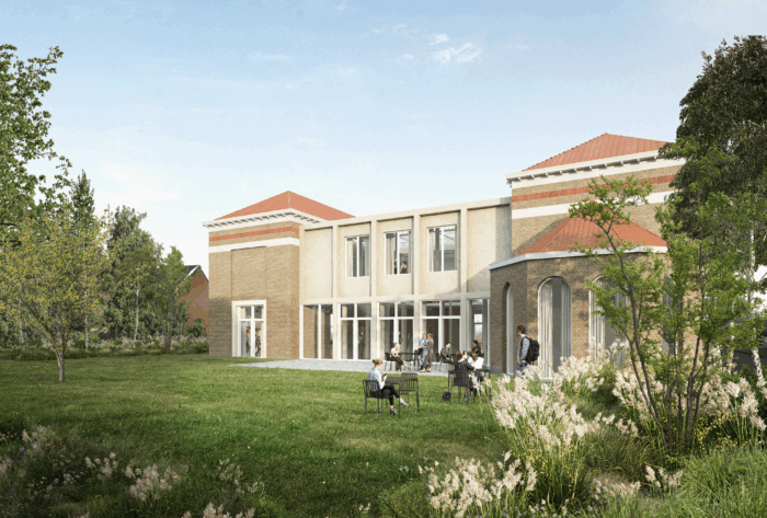 architecture-contemporaine-équipement-public-rénovation-couvent-notre-dame-CPAS-Comines-maison-solidarités-social-culturel-polyvalent-ONE-vue-jardin