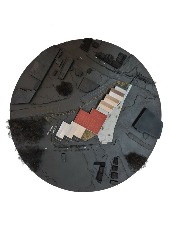 Architecture-contemporaine-sport-La-Louviere-Tennis-Ping-pong-dojo-multisport-skate-park-paddle-bocage-ancienne-verrie-parkings-maquette