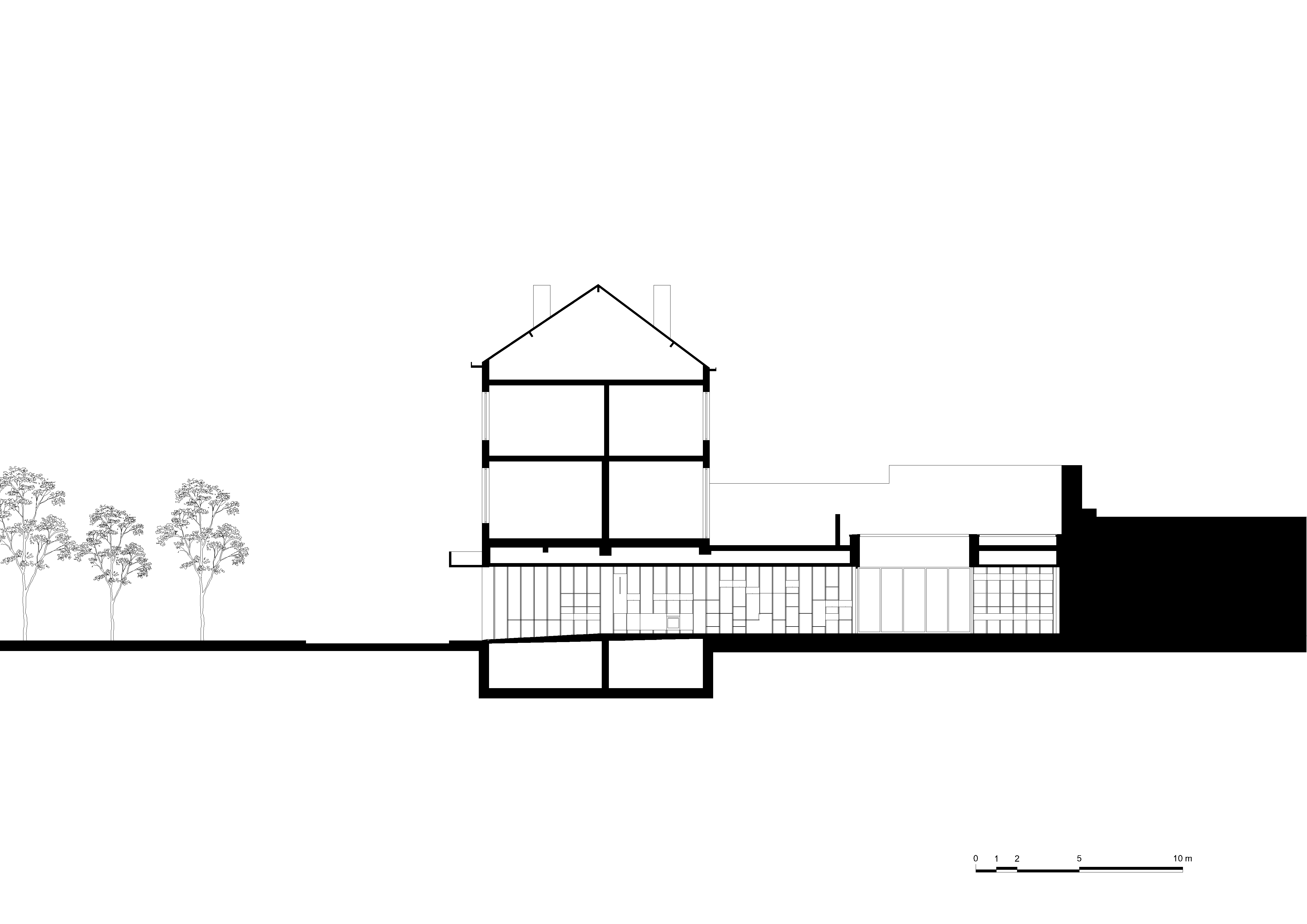 architecture contemporaine, transformation, aménagement intérieur, local associatif, coupe