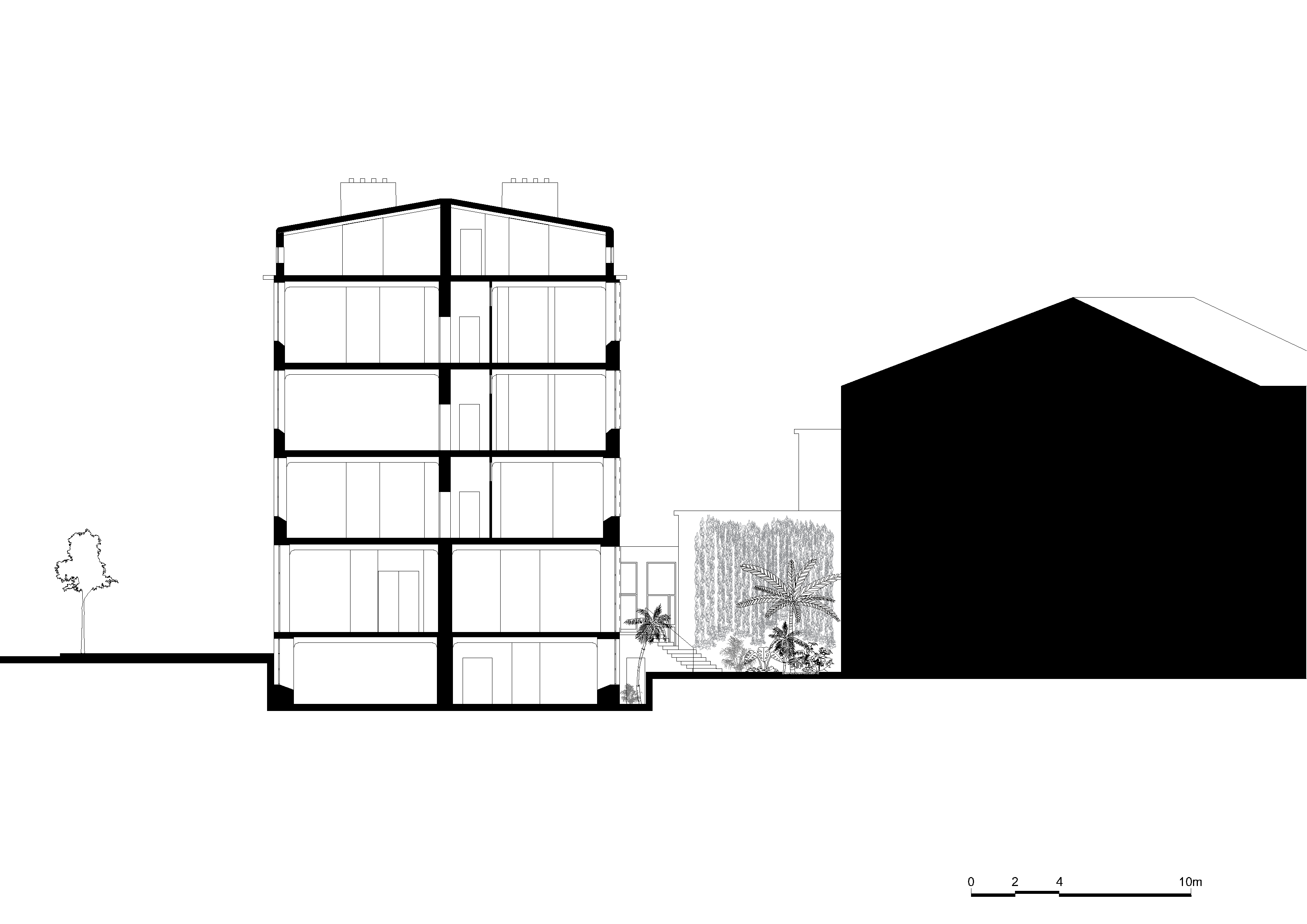 architecture contemporaine, rénovation, centre culturel Eden Charleroi, création artistique, coupe, jardin