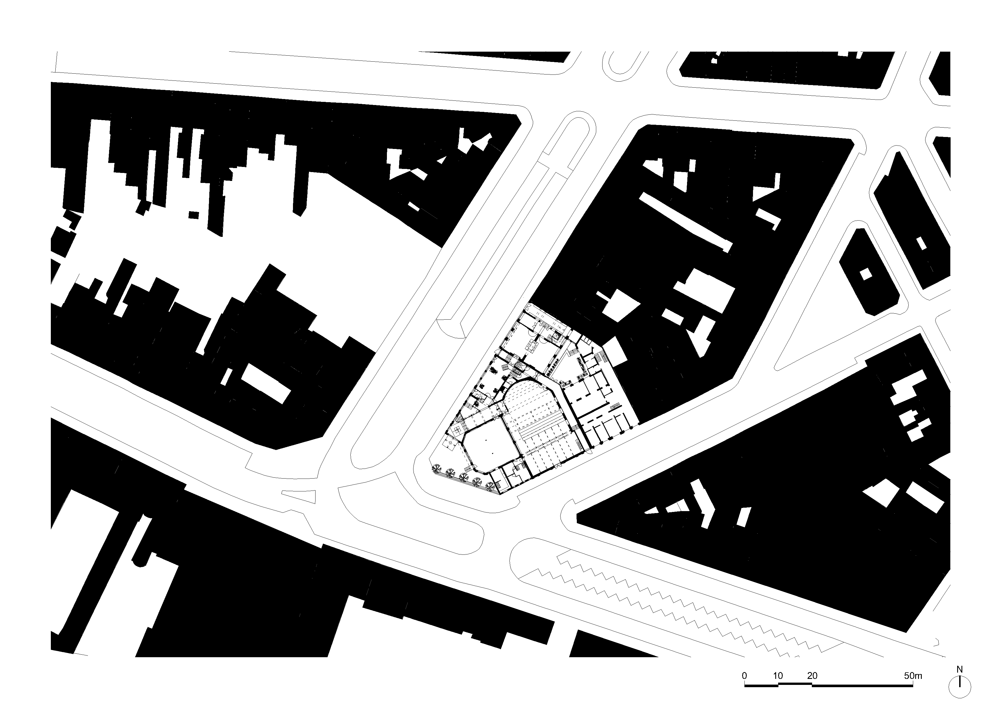 architecture contemporaine, rénovation, centre culturel Eden Charleroi, création artistique, plan masse