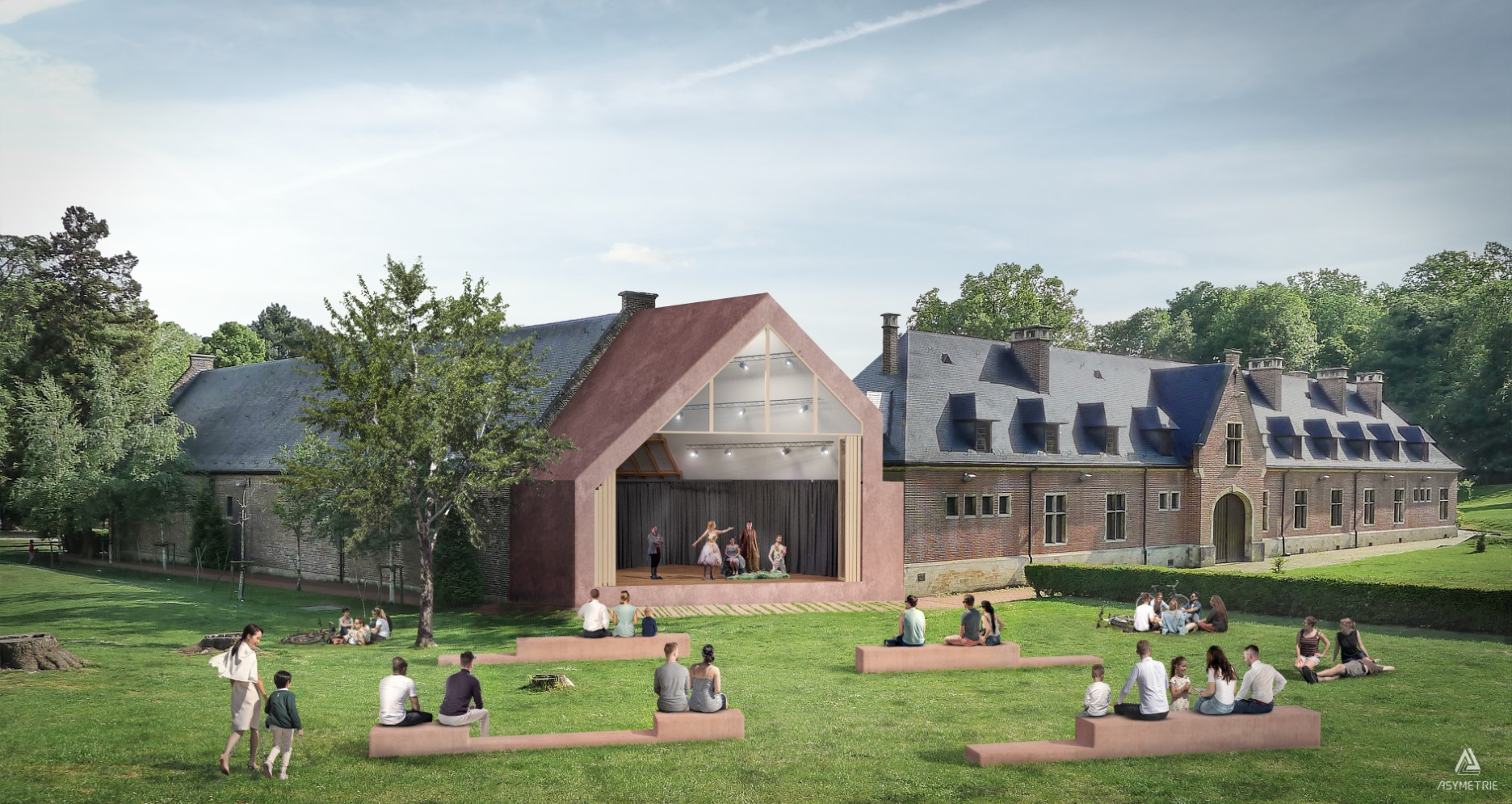 architecture-contemporaine-rénovation-bâtiment-classé-château-karreveld-équipement-collectif-polyvalent-salle-spectacle-image