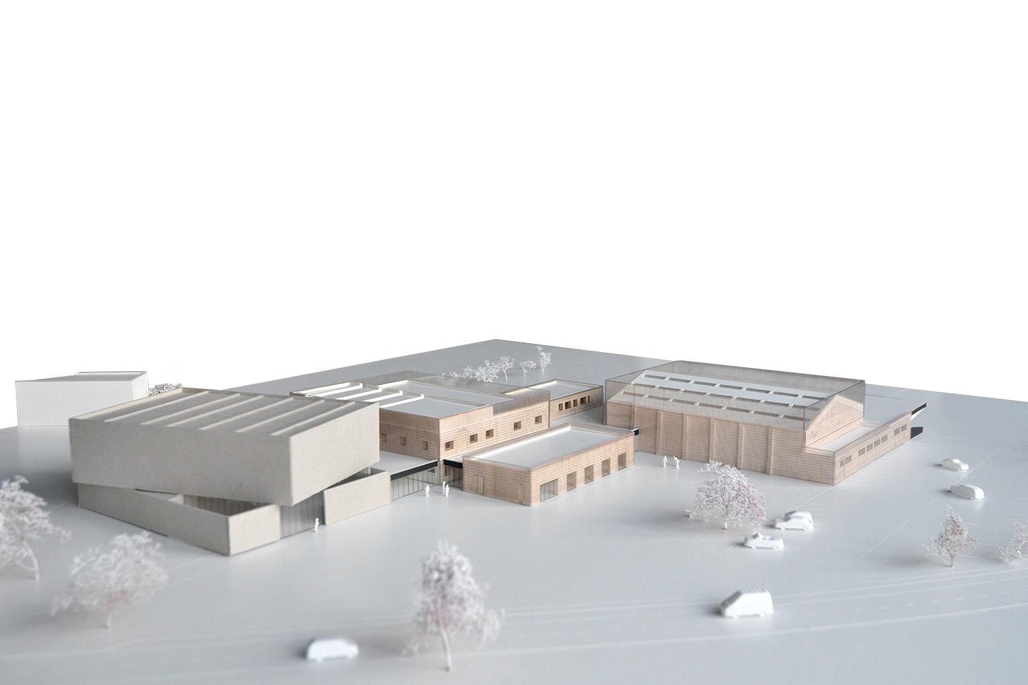 architecture -contemporaine-centre-culturel-sportif-scailmont-manage-rénovation-extension-bois-béton-maquette