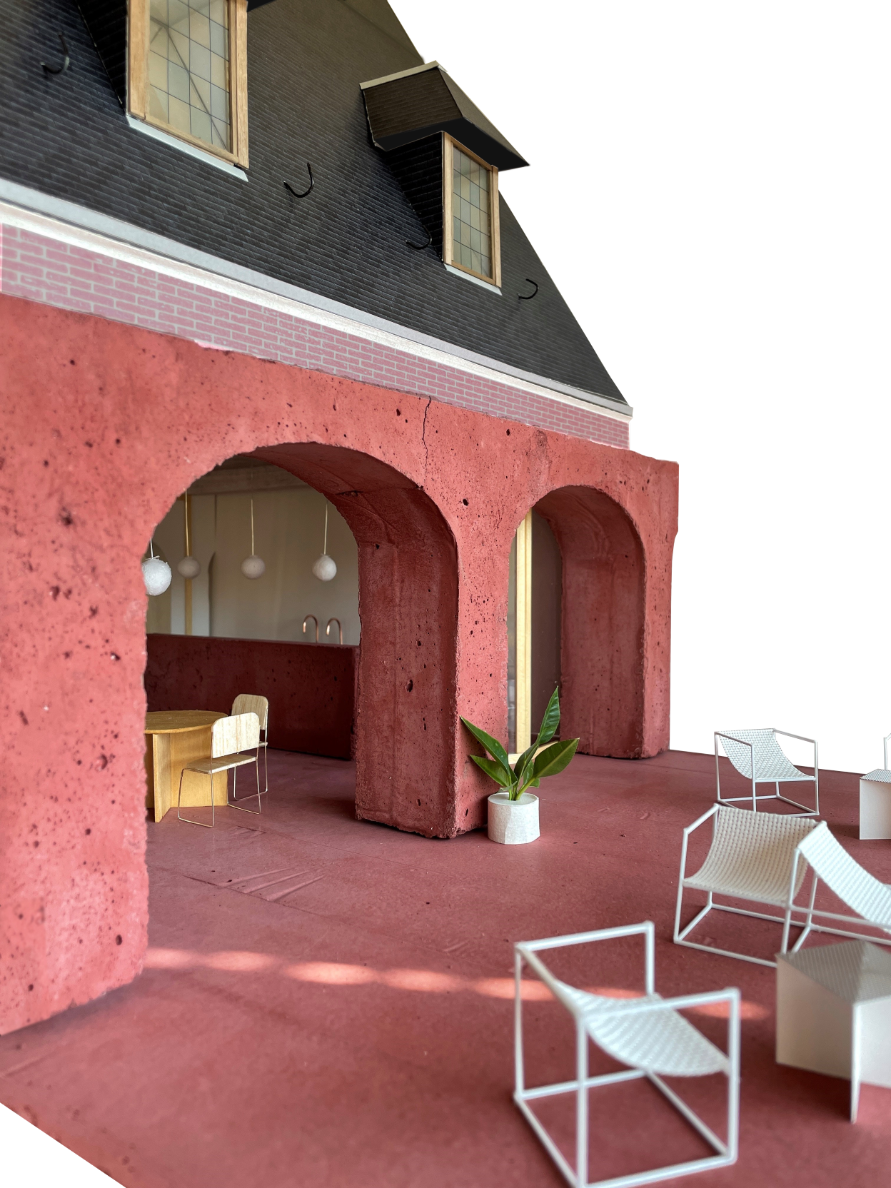 architecture-contemporaine-rénovation-bâtiment-classé-château-karreveld-équipement-collectif-polyvalent-salle-spectacle-maquette