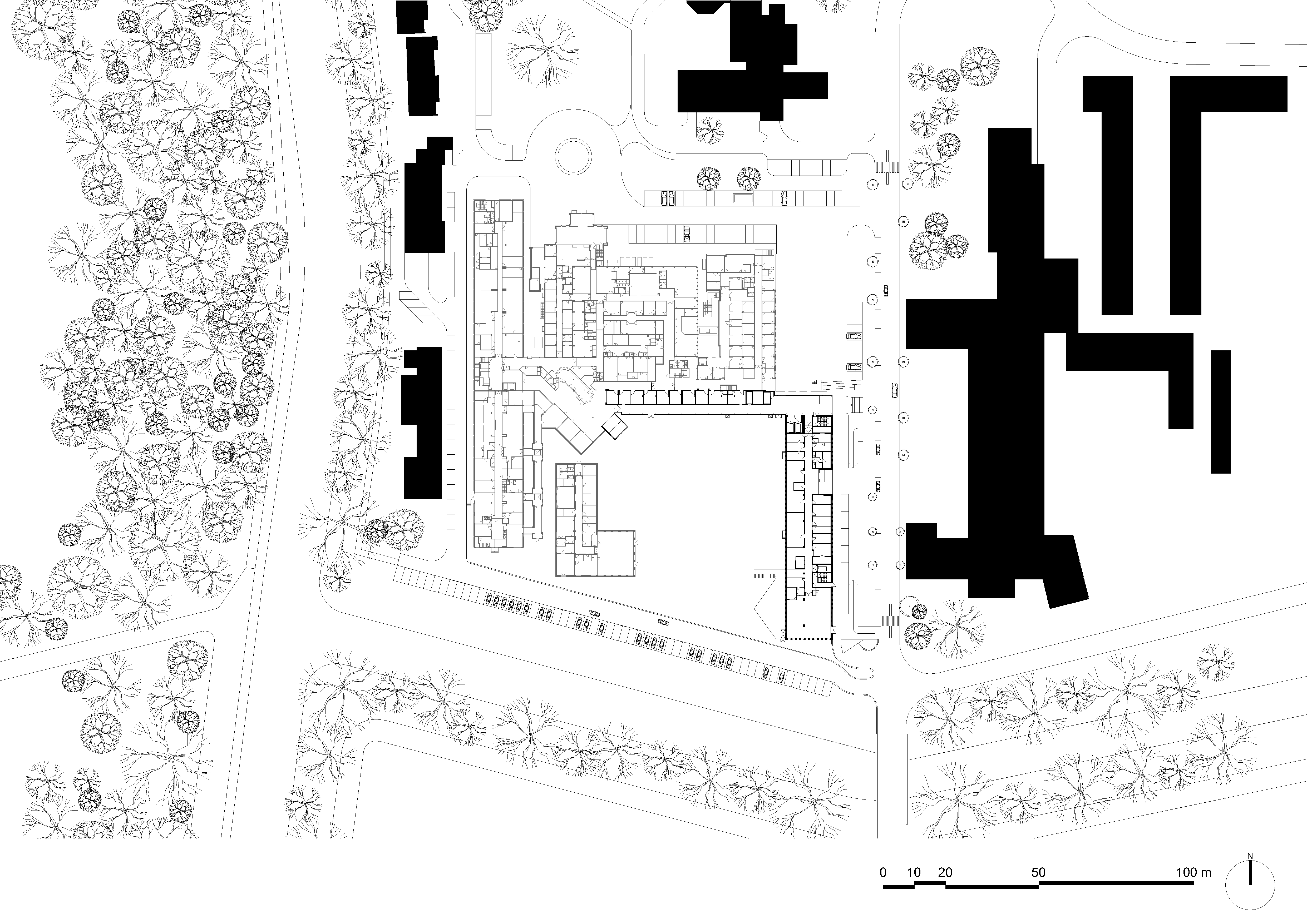 architecture-contemporaine-extension-hopital-madeleine-epicura-administrationadministration-dialyse-consultations-rue-intérieure-ath-briques-reservoir-a-DDV-implantation