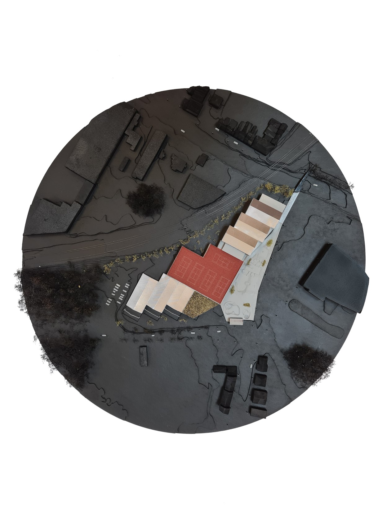 Architecture-contemporaine-sport-La-Louviere-Tennis-Ping-pong-dojo-multisport-skate-park-paddle-bocage-ancienne-verrie-parkings-maquette