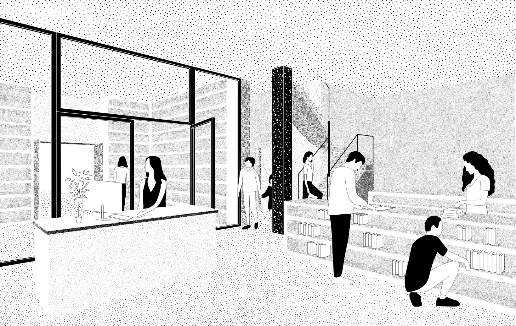 architecture-contemporaine-rénovation-maison-poésie-amay-énergétique-imprimerie-arbre-paroles-reservoir-a-illustration-entrée