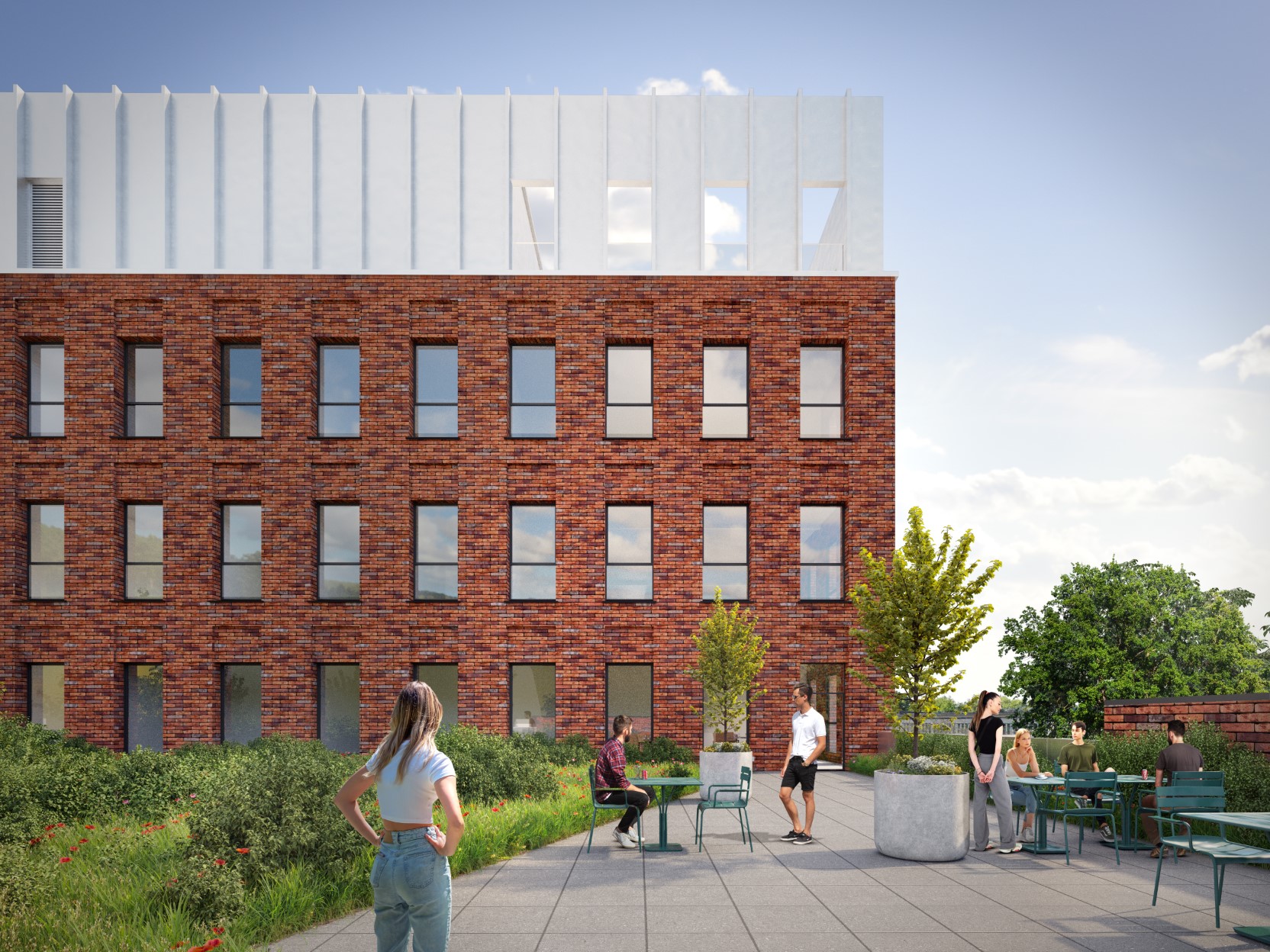 architecture-contemporaine-ecotechnologie-umons-université-auditoires-laboratoires-campus-plaine-nimy-mons-brique-wust-artbuild-reservoir-a-design-build-image-extérieur-toiture-terrasse