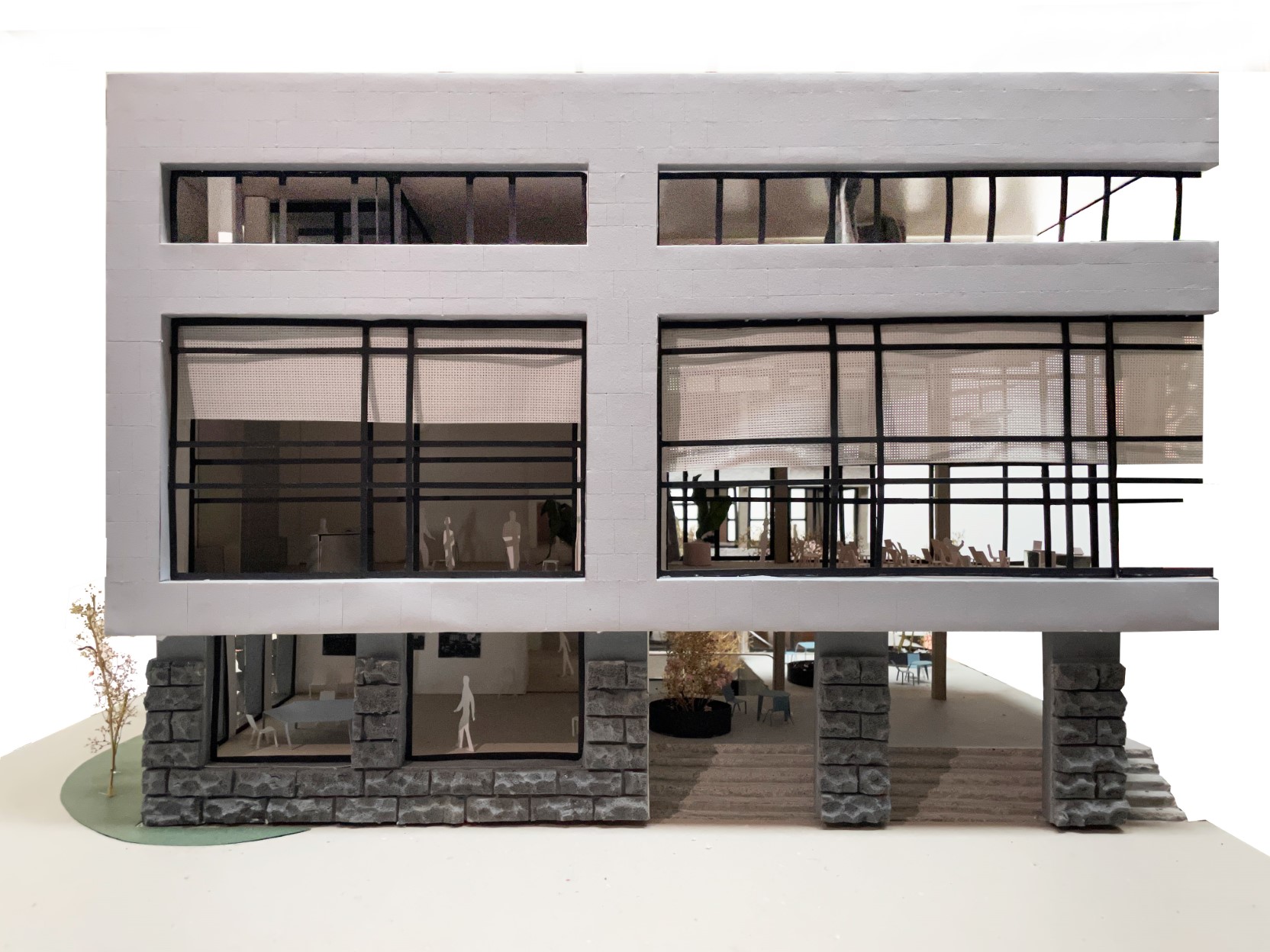 architecture-contemporaine-gilly-maison-citoyenne-bibliothèque-police-destrée-baumans-deffet-maquette-détail-façade