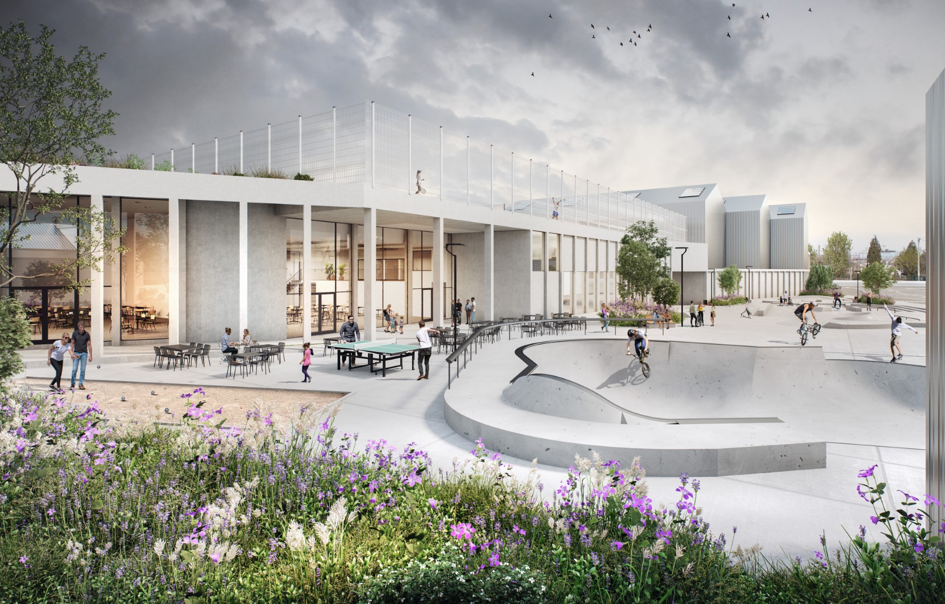 Architecture-contemporaine-sport-La-Louviere-Tennis-Ping-pong-dojo-multisport-skate-park-paddle-bocage-ancienne-verrie-parkings-image-skate-park