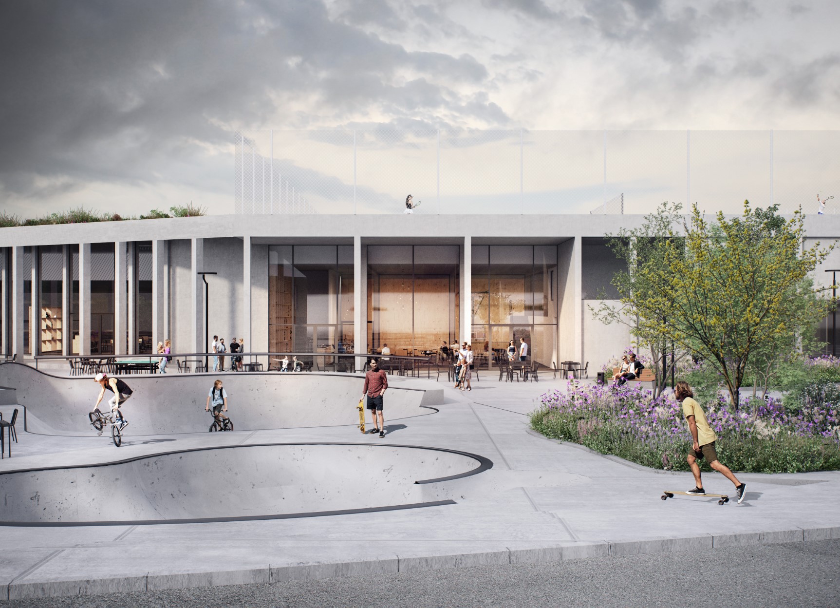 Architecture-contemporaine-sport-La-Louviere-Tennis-Ping-pong-dojo-multisport-skate-park-paddle-bocage-ancienne-verrie-parkings-image-skate-park