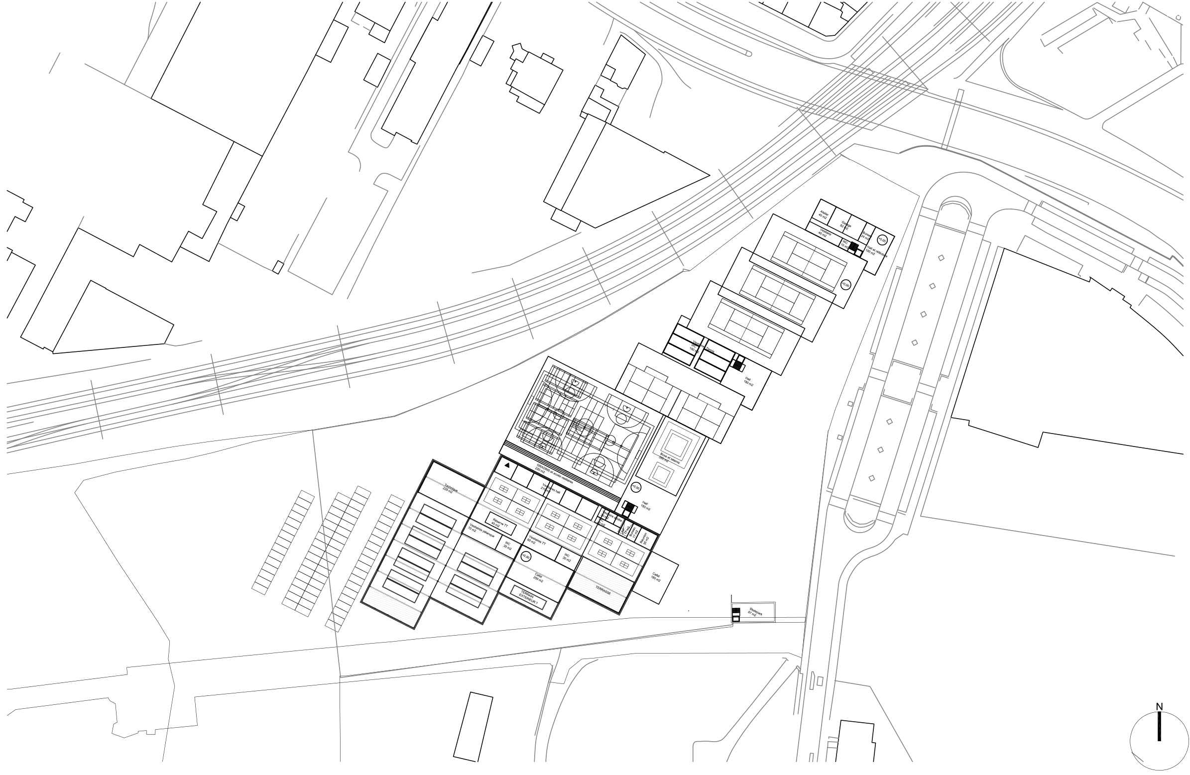 Architecture-contemporaine-sport-La-Louviere-Tennis-Ping-pong-dojo-multisport-skate-park-paddle-bocage-ancienne-verrie-parkings-plan-rez-de-chaussée