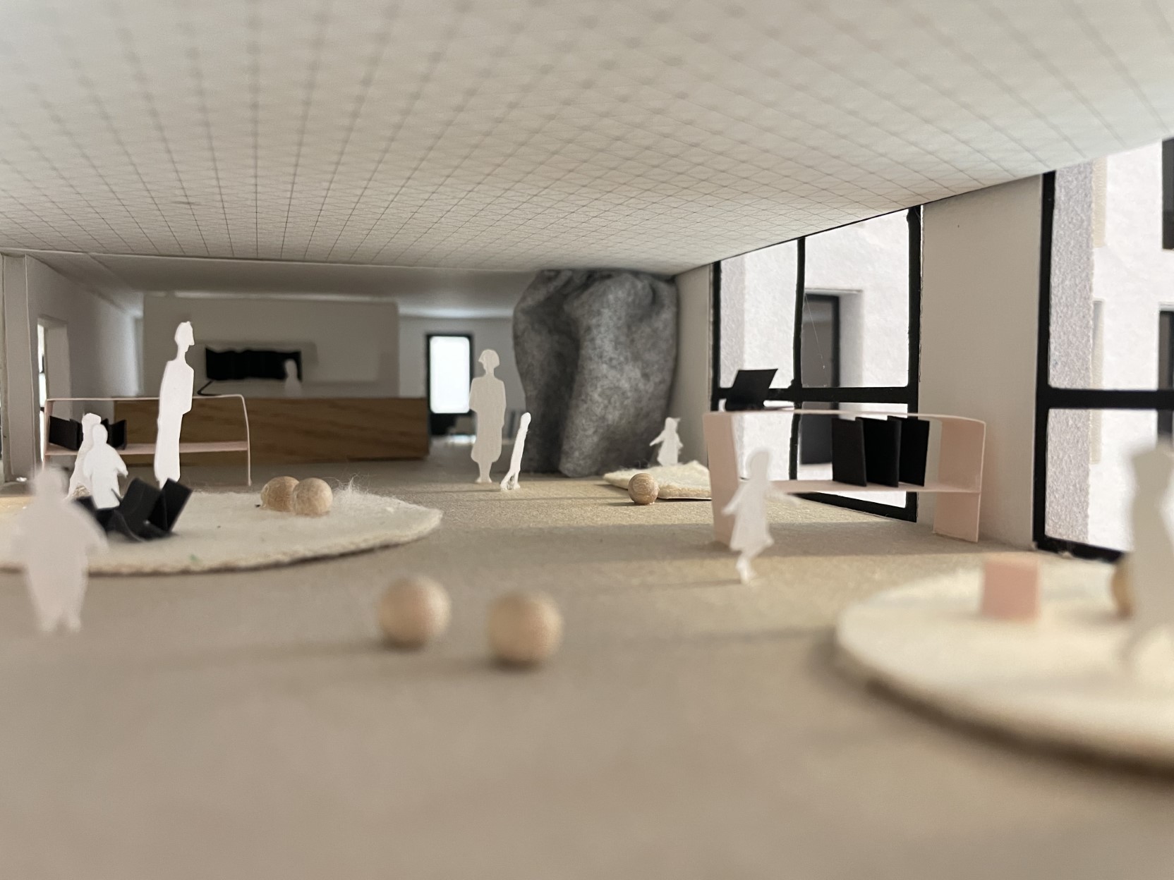 architecture-contemporaine-gilly-maison-citoyenne-bibliothèque-police-destrée-baumans-deffet-maquette-intérieur