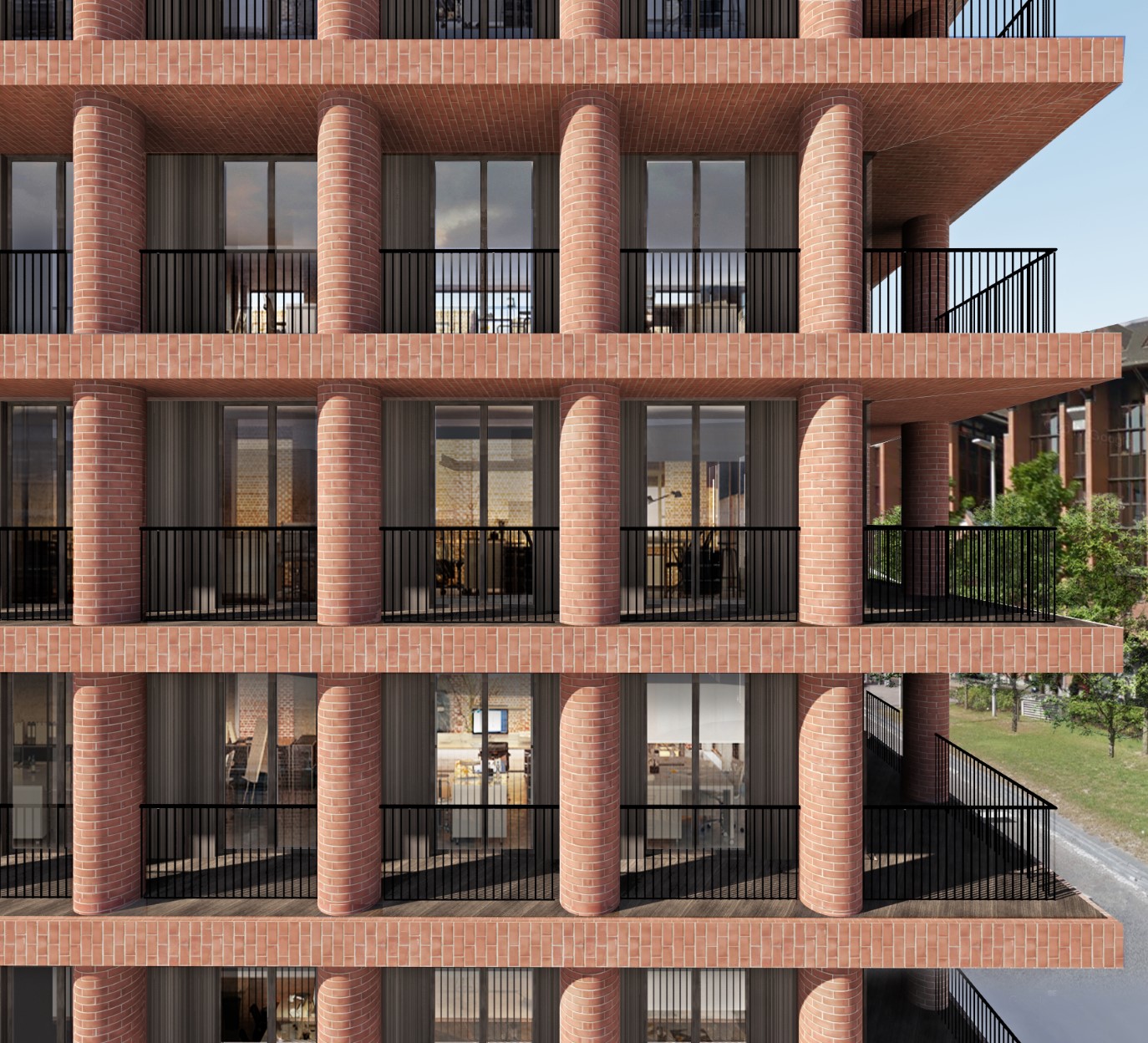 Architecture-contemporaine-bureau-siege-SWCS-credit-social-charleroi-reservoir-a-META-RGPA-goffart-polome-brique-image-détail-façade